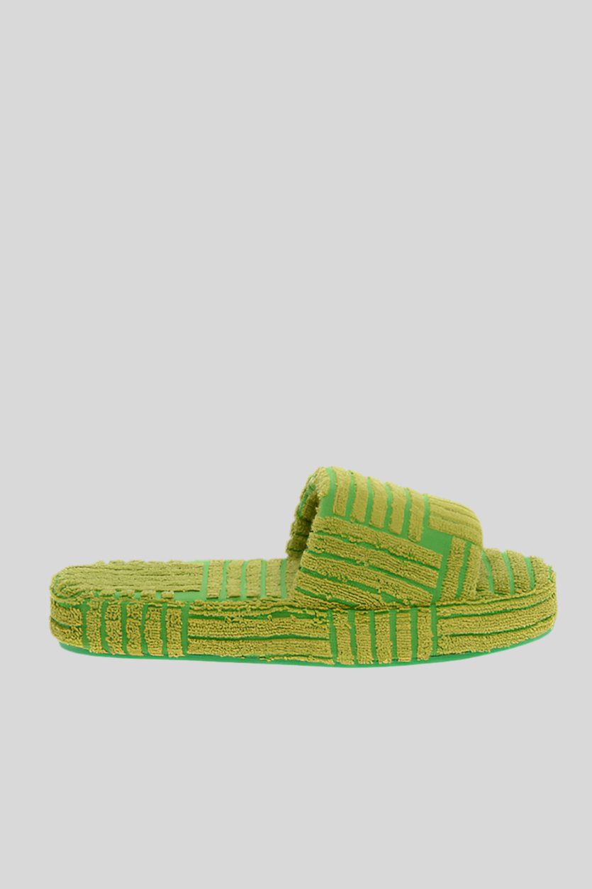Bottega Veneta JACQUARD TERRY GEOMETRIC SPONGE SLIDERS