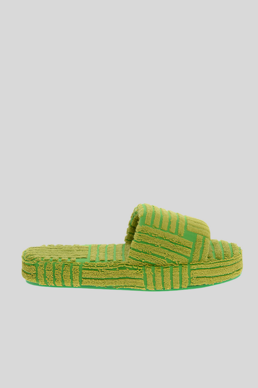 Bottega Veneta JACQUARD TERRY GEOMETRIC SPONGE SLIDERS