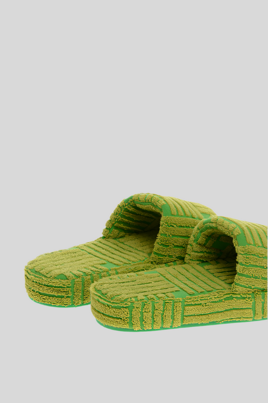 Bottega Veneta JACQUARD TERRY GEOMETRIC SPONGE SLIDERS
